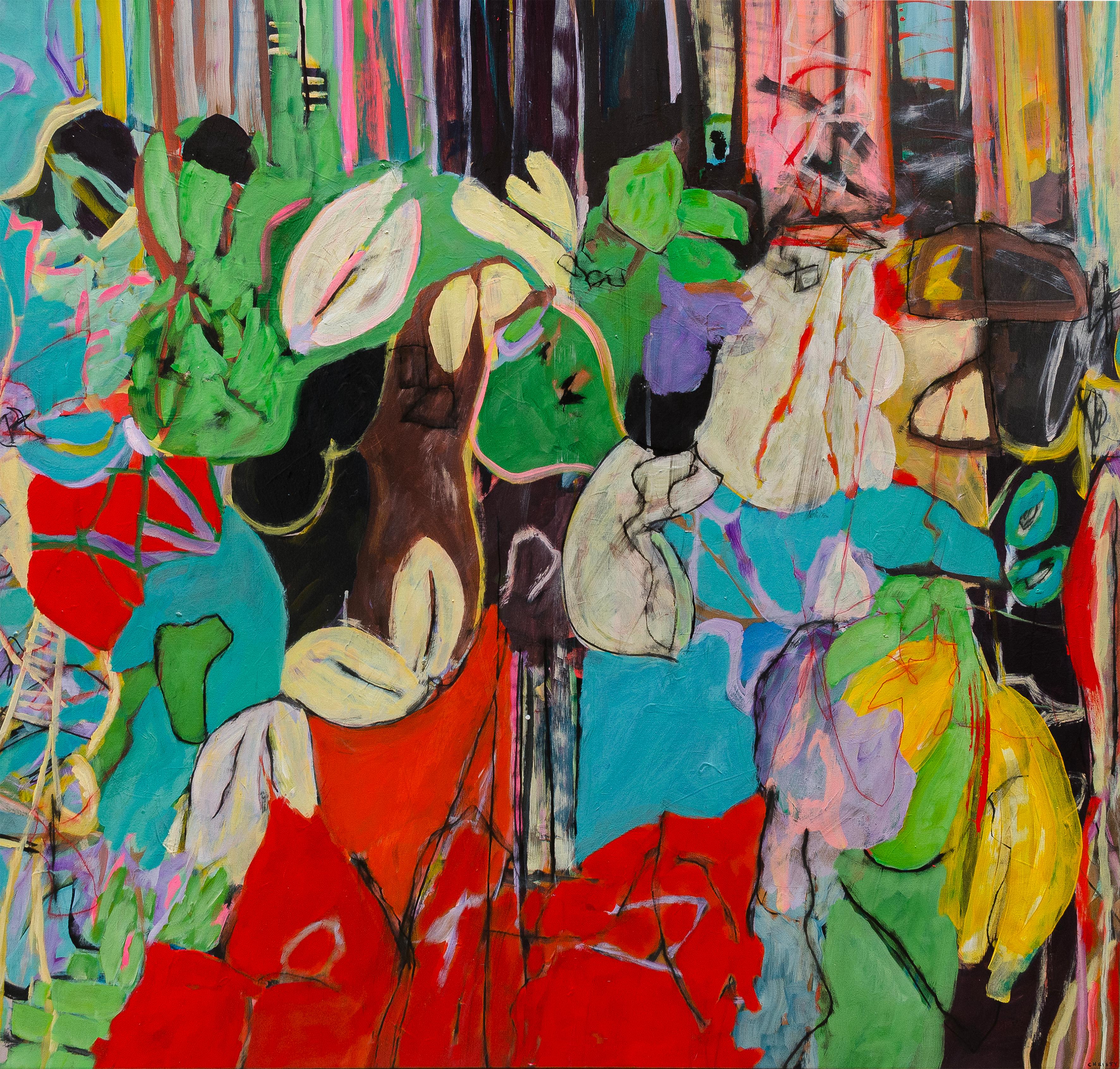 Ruby's sister, Angel- Large Scale Colorful Abstract Painting by Christy Hopkins