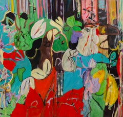 Ruby's sister, Angel- Large Scale Colorful Abstract Painting by Christy Hopkins