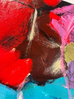 Woman with the World in Her Hat: Abstract Acrylic Painting, 2010s, New, 54x29