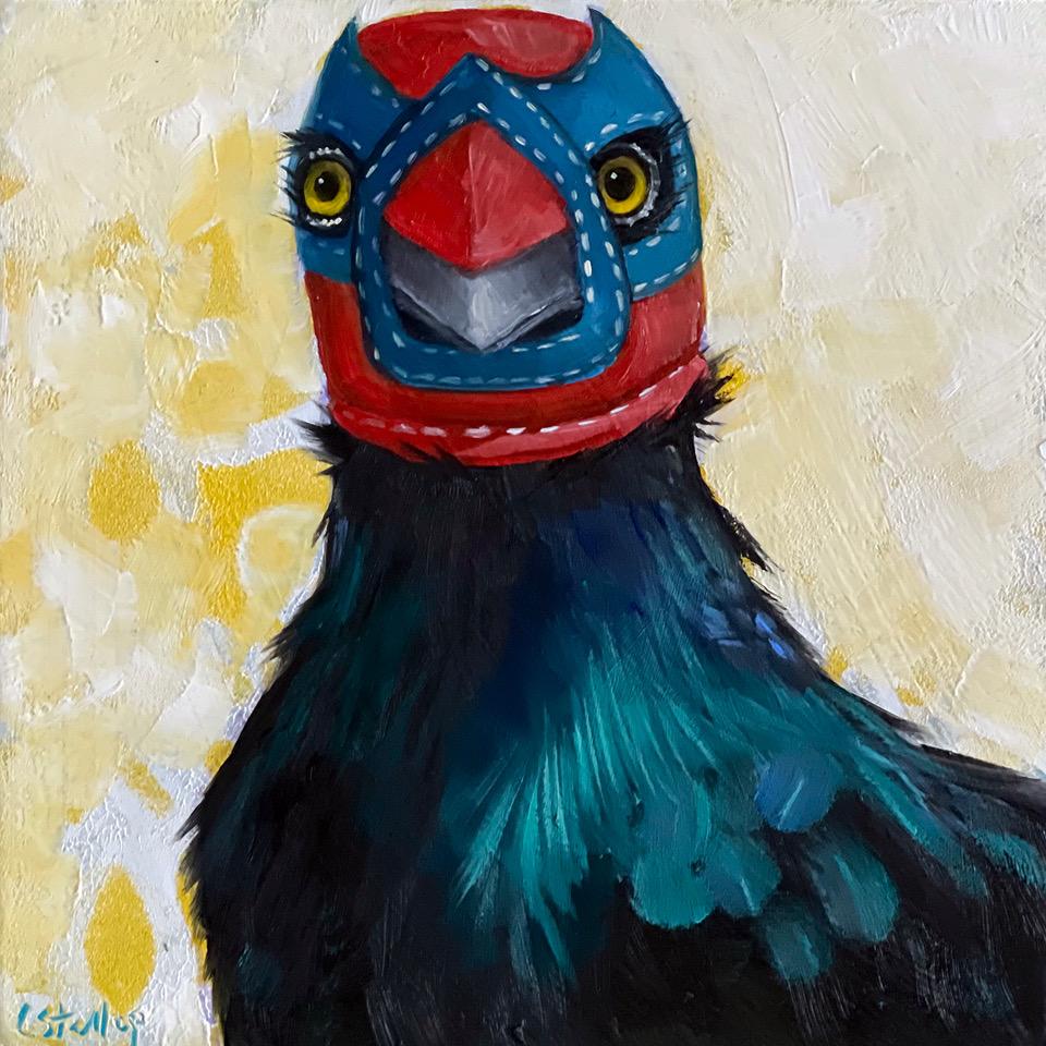 Christy Stallop Animal Painting – ""Fry Crusher" Ölgemälde