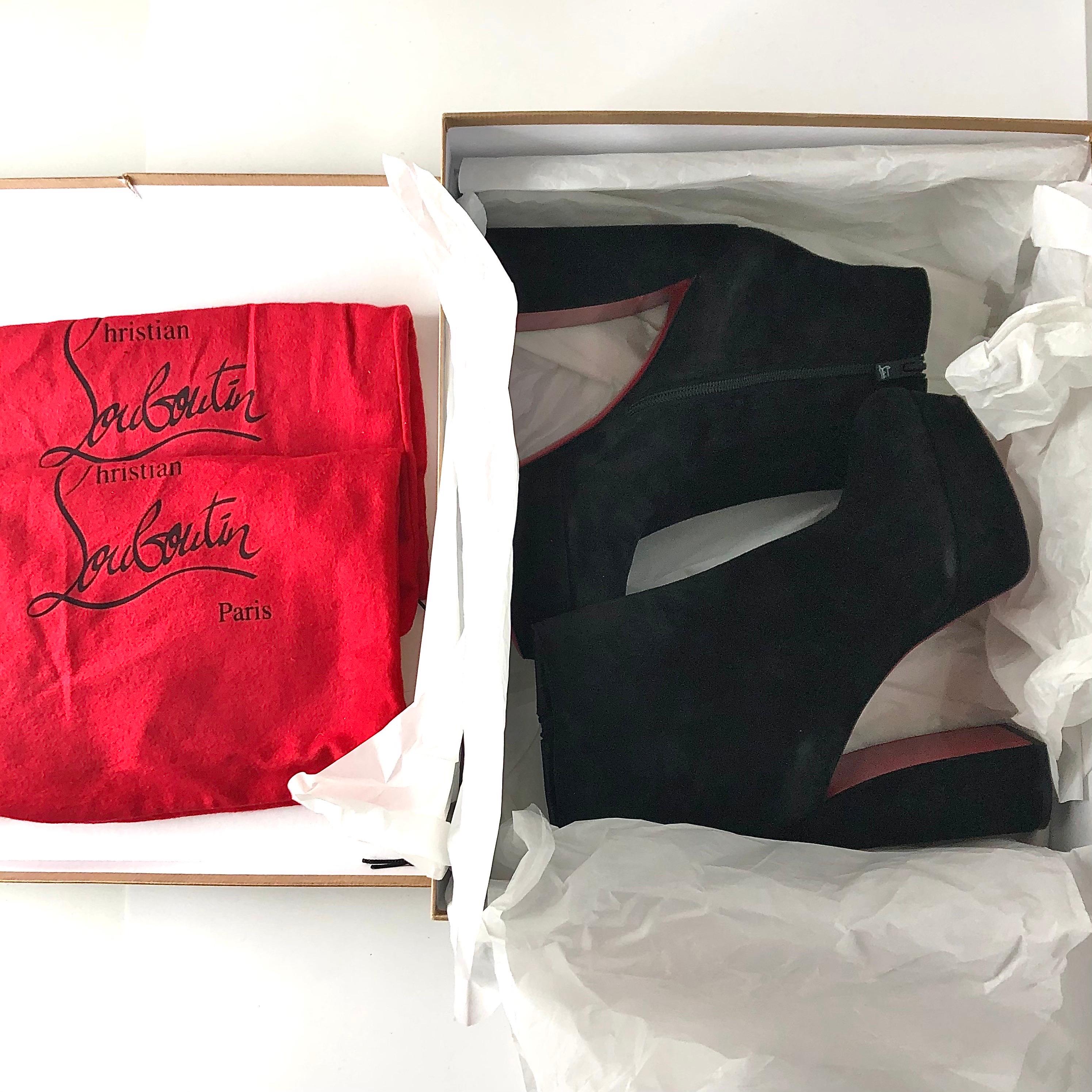 Chritian Louboutin Botín Movida 130 Plataforma de ante negro Botines 40 en venta 5