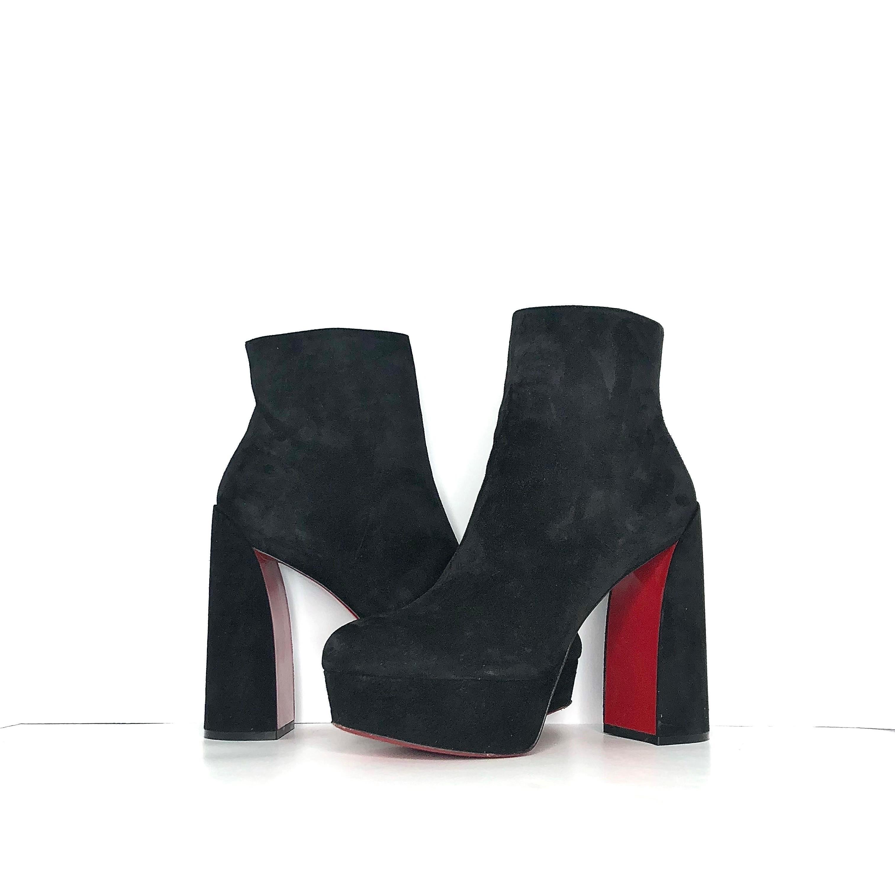 Chritian Louboutin Botín Movida 130 Plataforma de ante negro Botines 40 Negro en venta