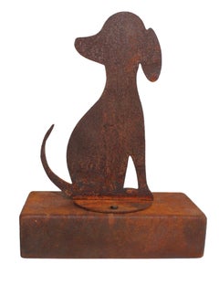Pet Urn - "Friendship, Dog" - oxidised corten steel - elegant ornament