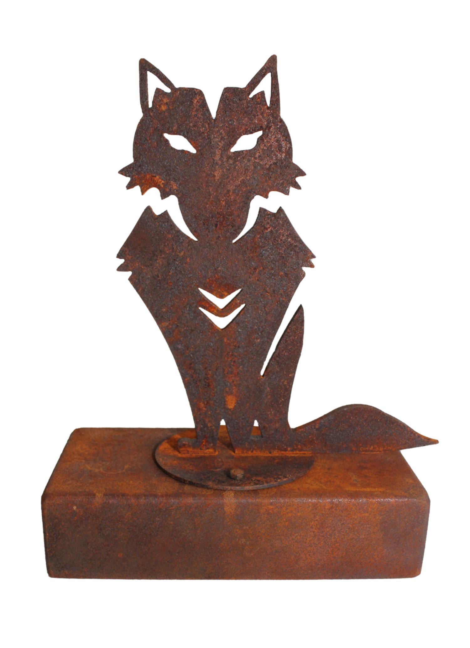 Pet Urne - ""Wildheit, Hund"" - oxidierter Stahl Corten - elegantes Ornament – Art von Chroessi Schnell