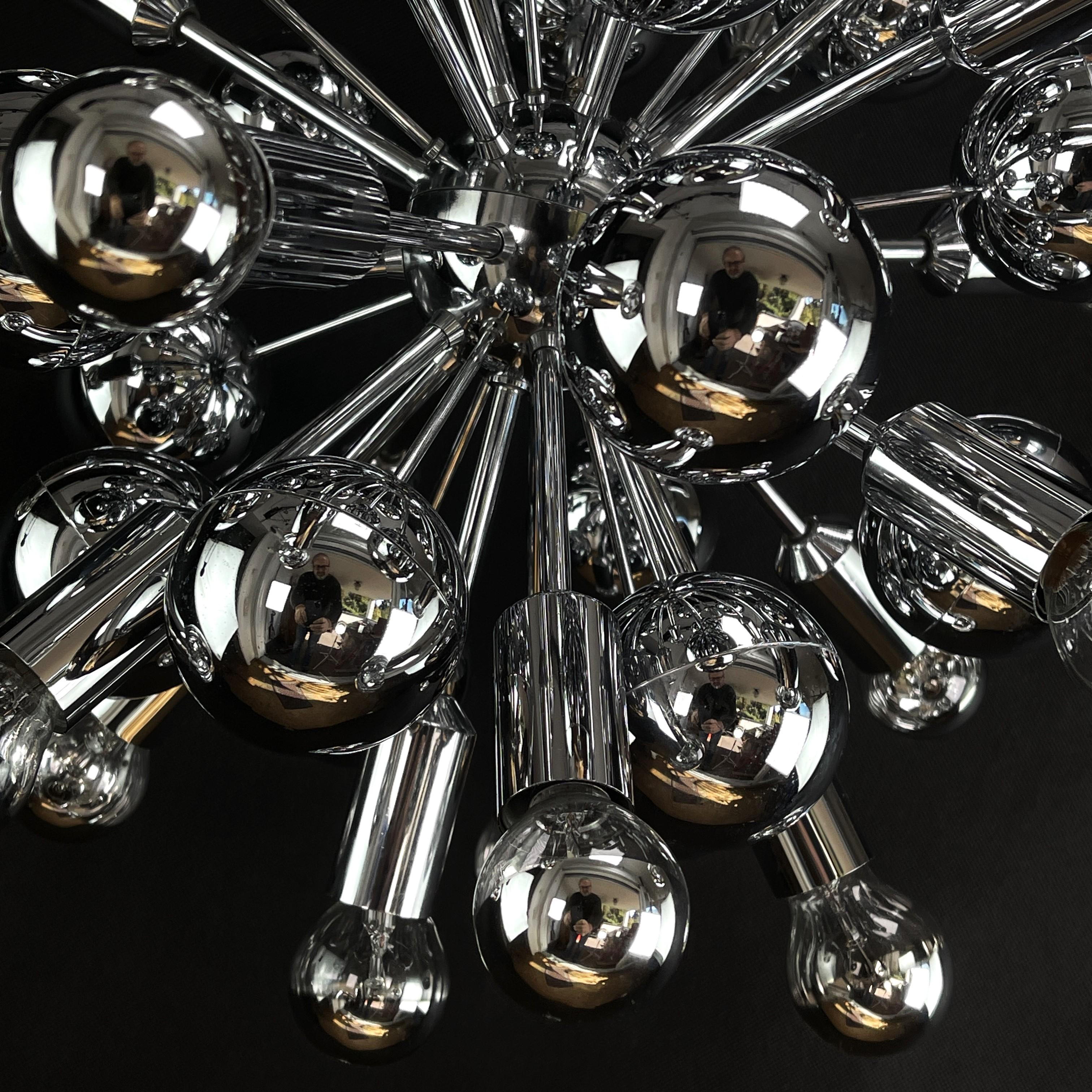 Metal chrom Sputnik Ceiling Lamp by Cosack , 1970s For Sale
