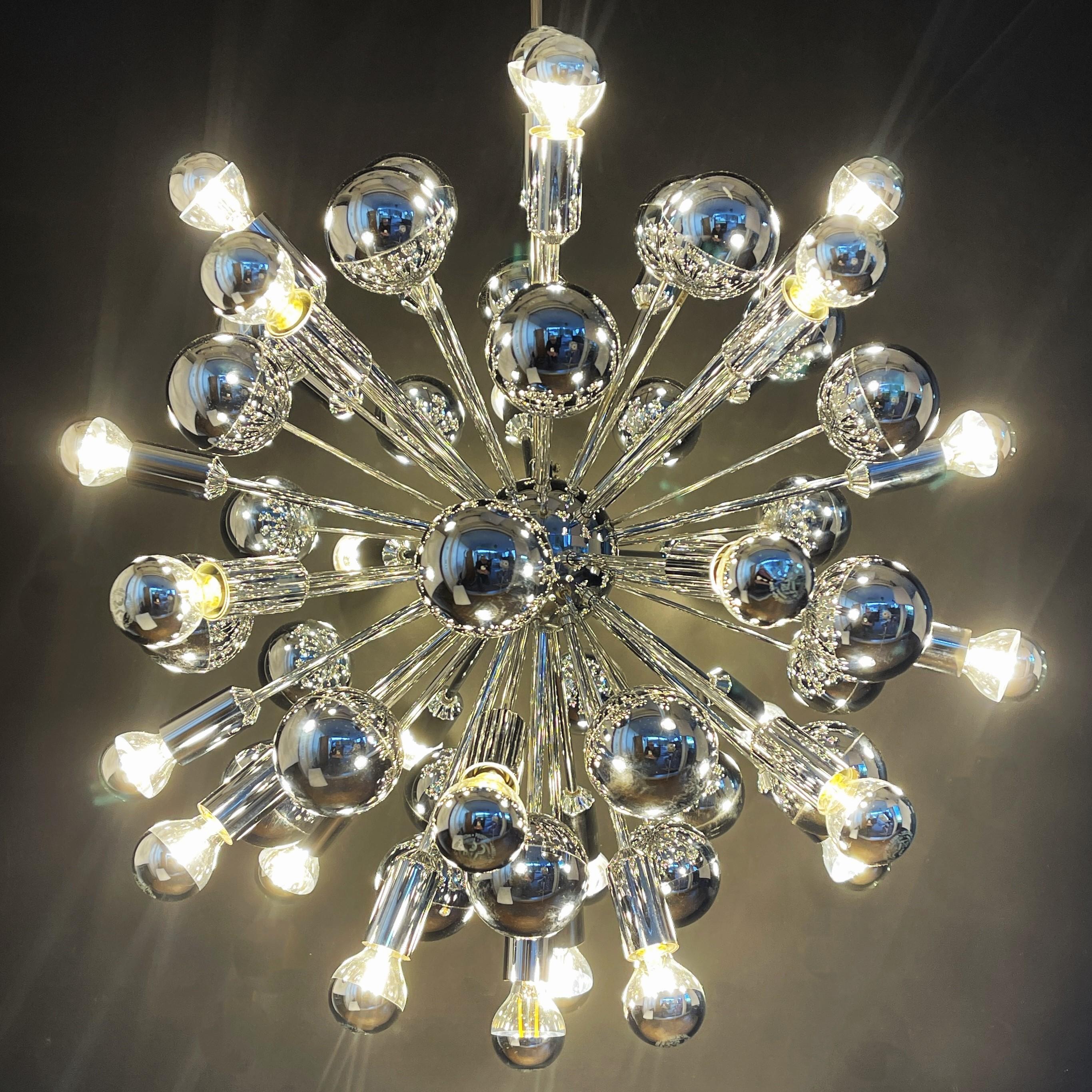 Metal chrom Sputnik Ceiling Lamp by Cosack, 1970s For Sale