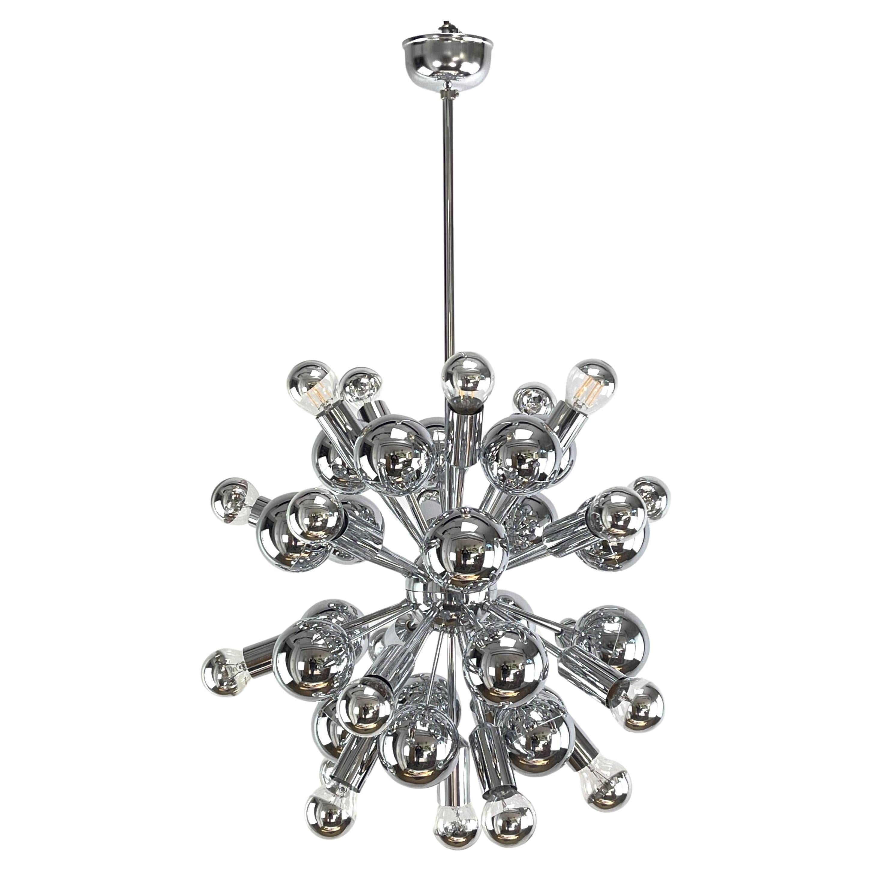 chrom Sputnik Ceiling Lamp by Cosack , 1970s For Sale