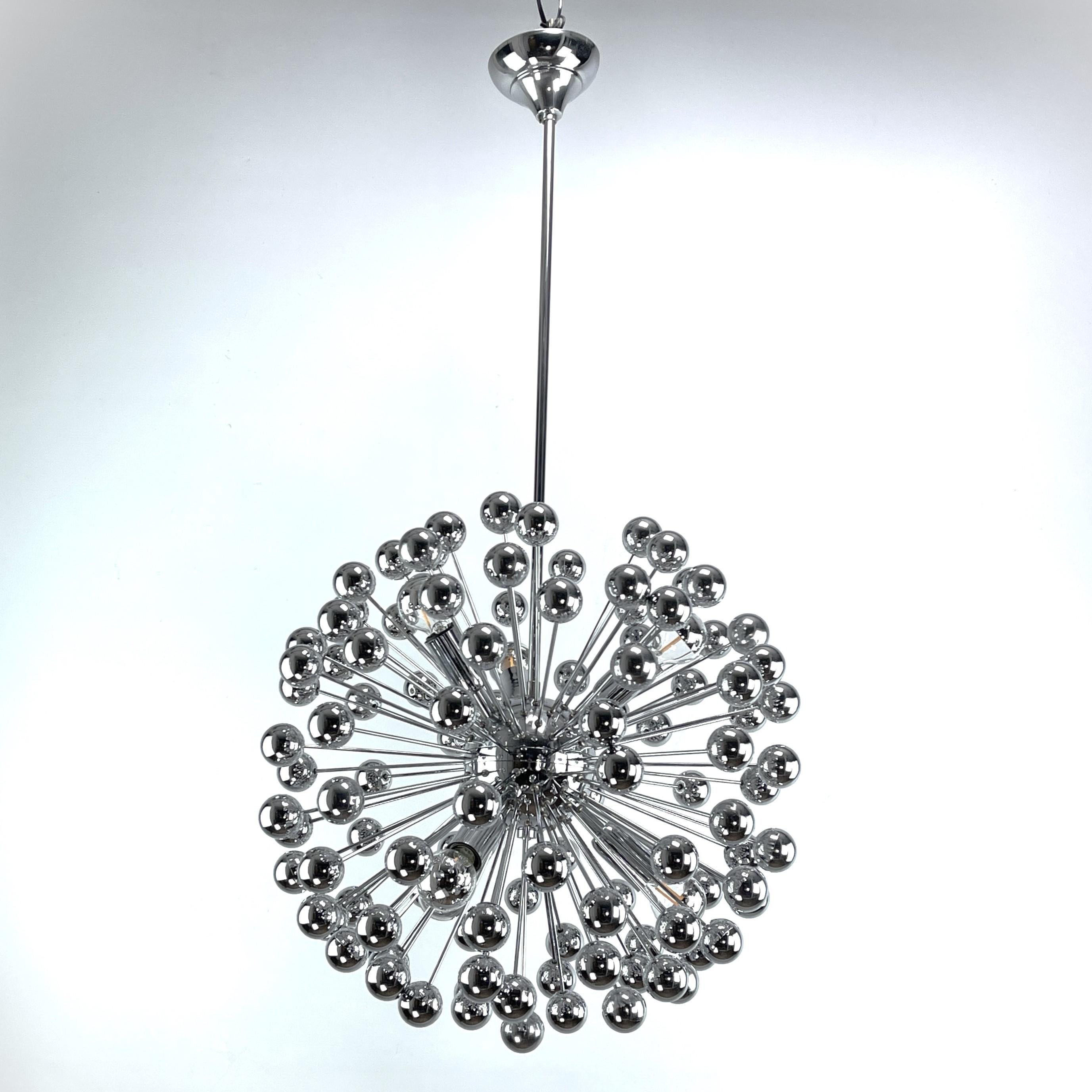 Late 20th Century chrom Sputnik Ceiling Lamp by Valenti Luce, 1970s For Sale