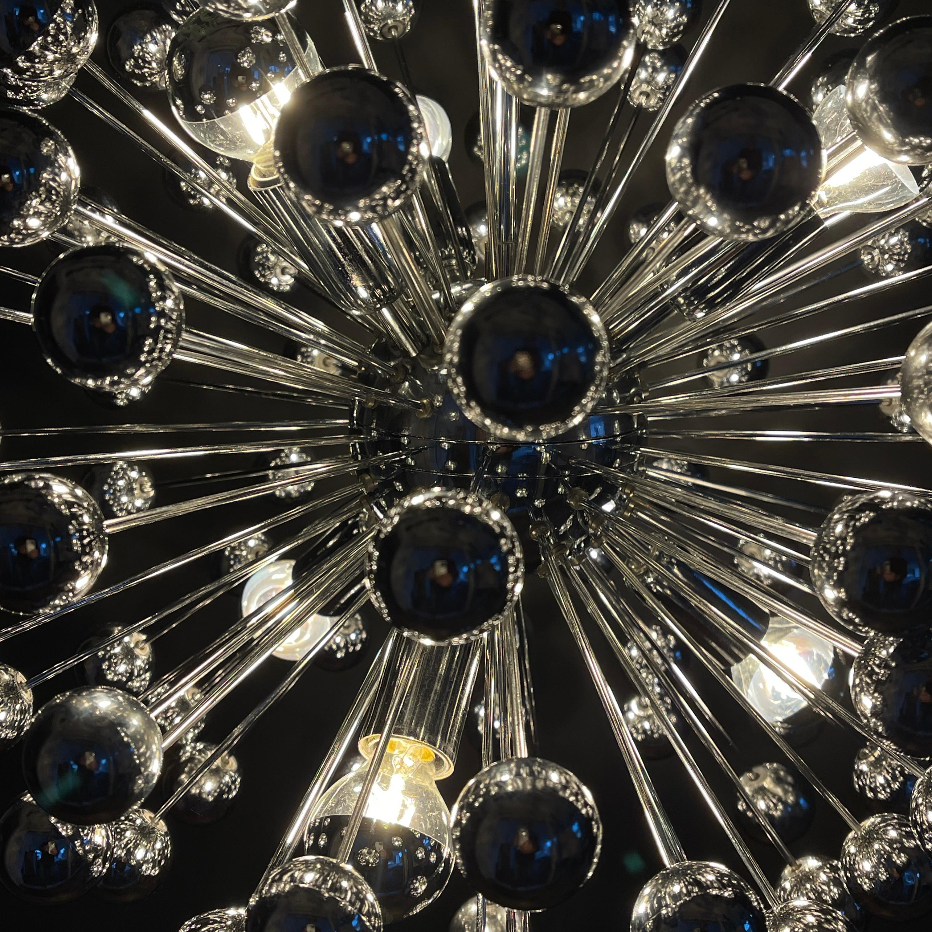 Metal chrom Sputnik Ceiling Lamp by Valenti Luce, 1970s For Sale