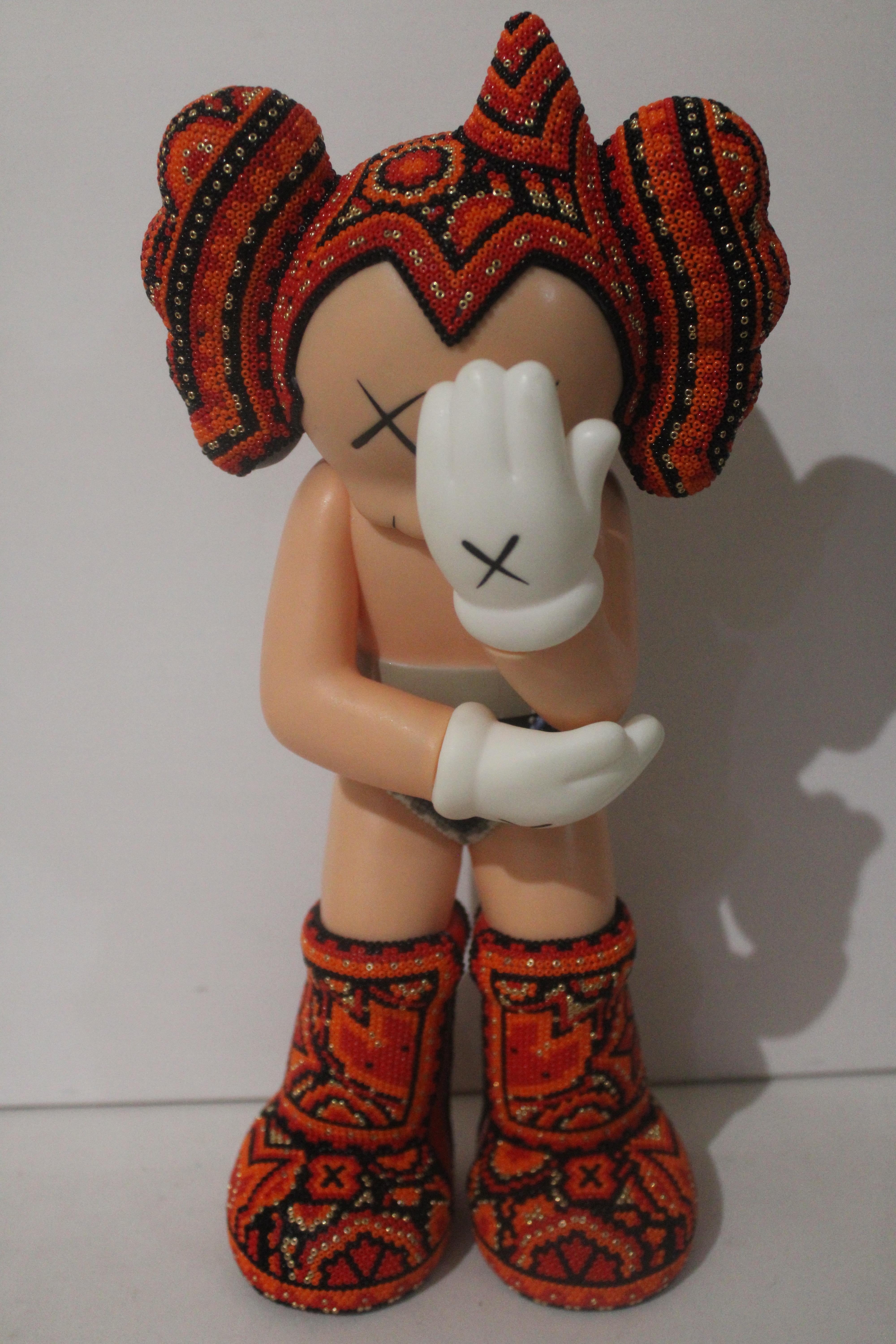 CHROMA aka Rick Wolfryd  Figurative Sculpture - " AstroBoy " from Huichol ALTERATIONS Series