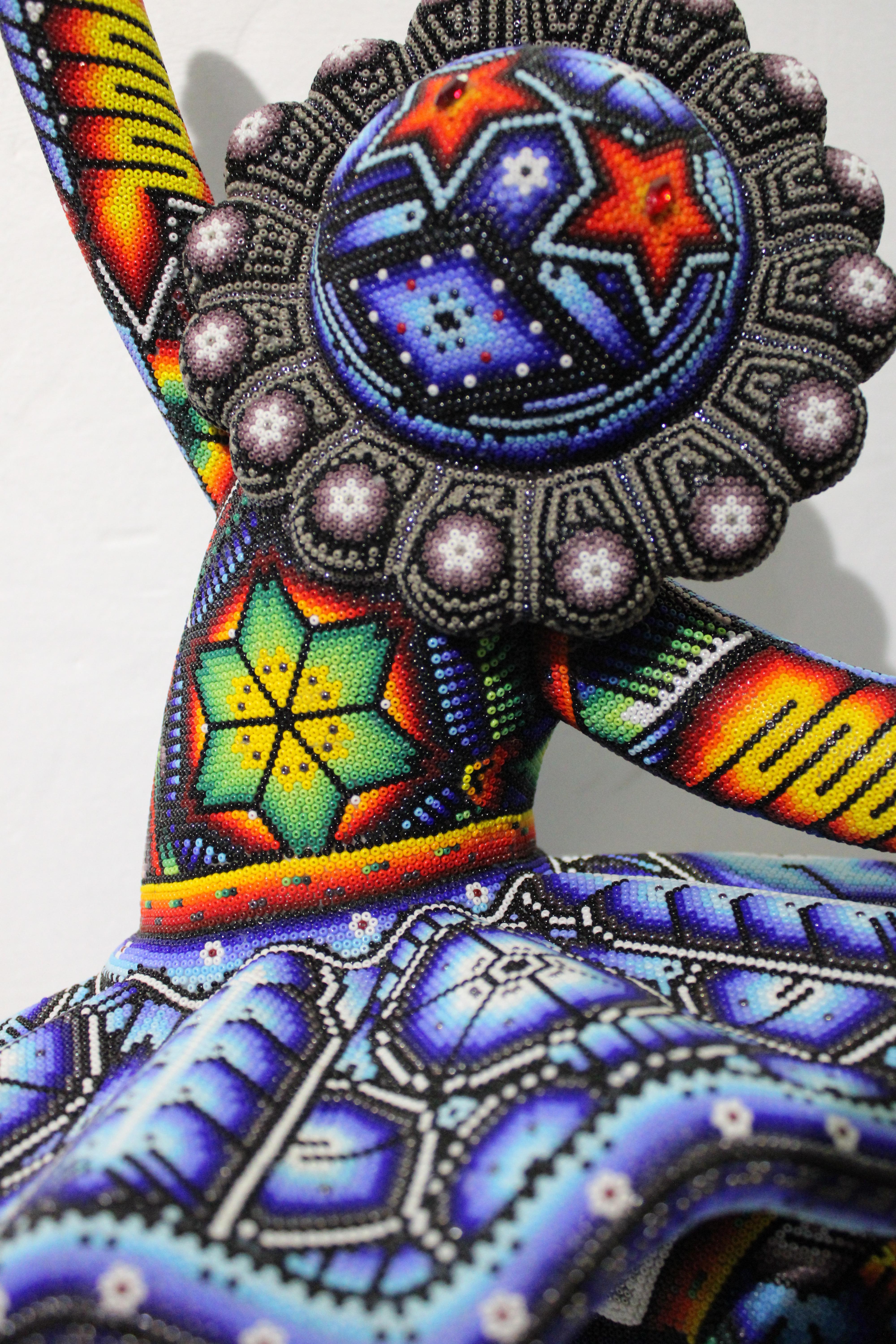 CHROMA aka Rick Wolfryd  Figurative Sculpture - " Dancer from Dance" from Huichol Series 