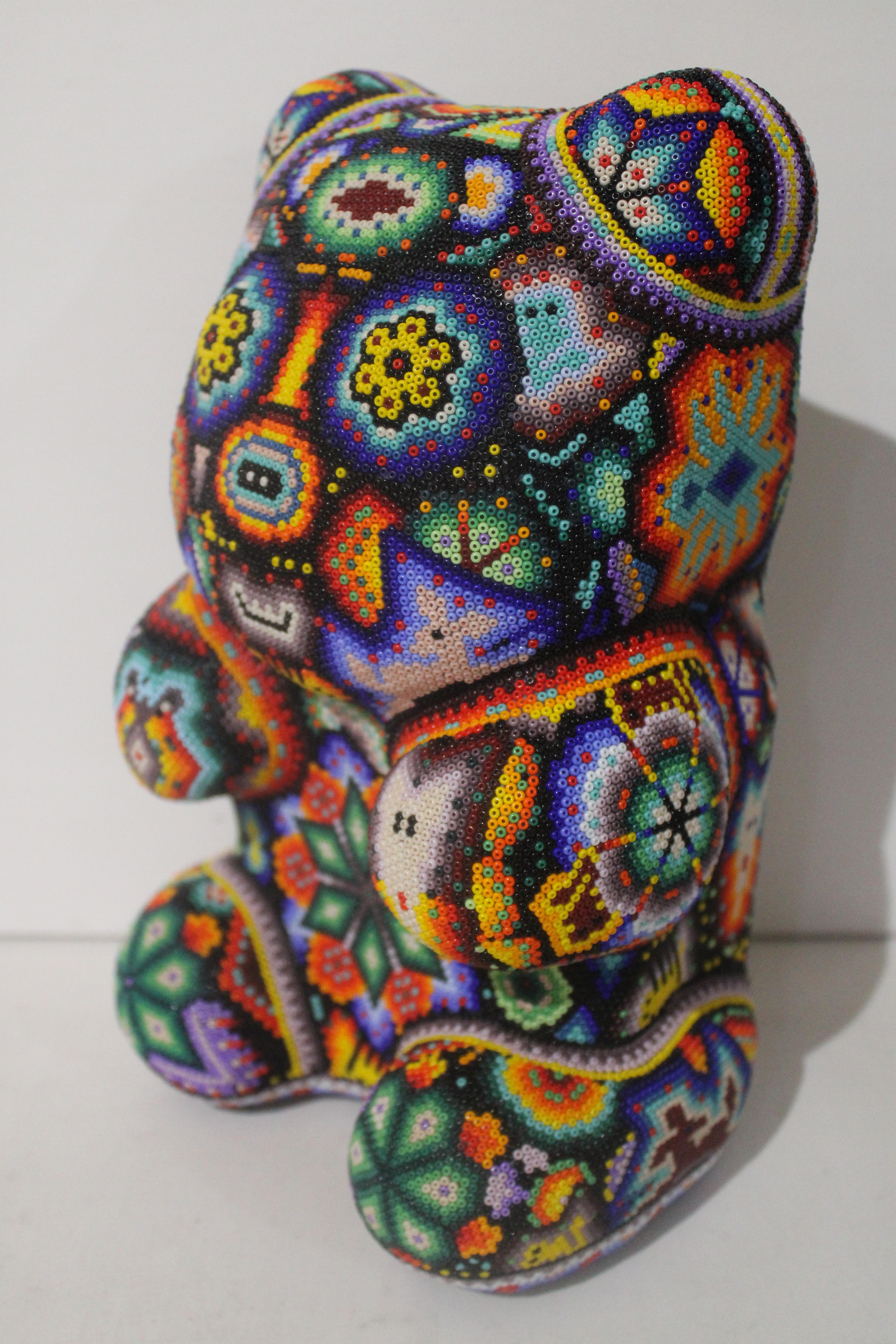 CHROMA aka Rick Wolfryd  Figurative Sculpture - " Gummy Bear " from Huichol ALTERATIONS Series