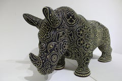 Huichol " REY RHlNO " Escultura de cuentas  de Alteraciones Huichol