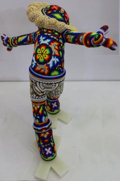 Looking Back Sculpture, Huichol Beadwork, Mixed Media, 2010-
