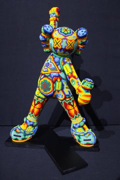 Mexican Art Beaded Huichol Style After Kaws Sculpture "My Last Song"