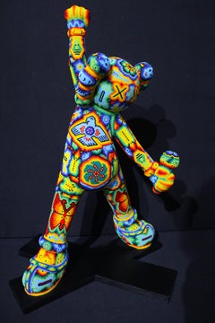 Mexican Art Beaded Huichol Style After Kaws Sculpture "My Last Song"