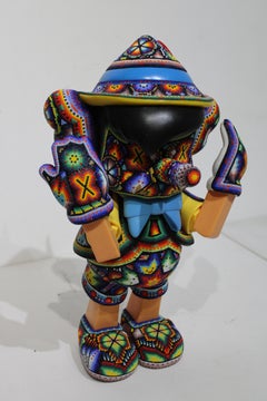 Sculpture perlée Pinocchio de la série Huichol Alterations