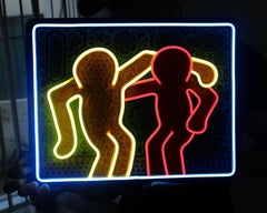 After Keith Haring "BEST BUDDIES" Beaded Wall Sculp by CHROMA aka Rick Wolfryd