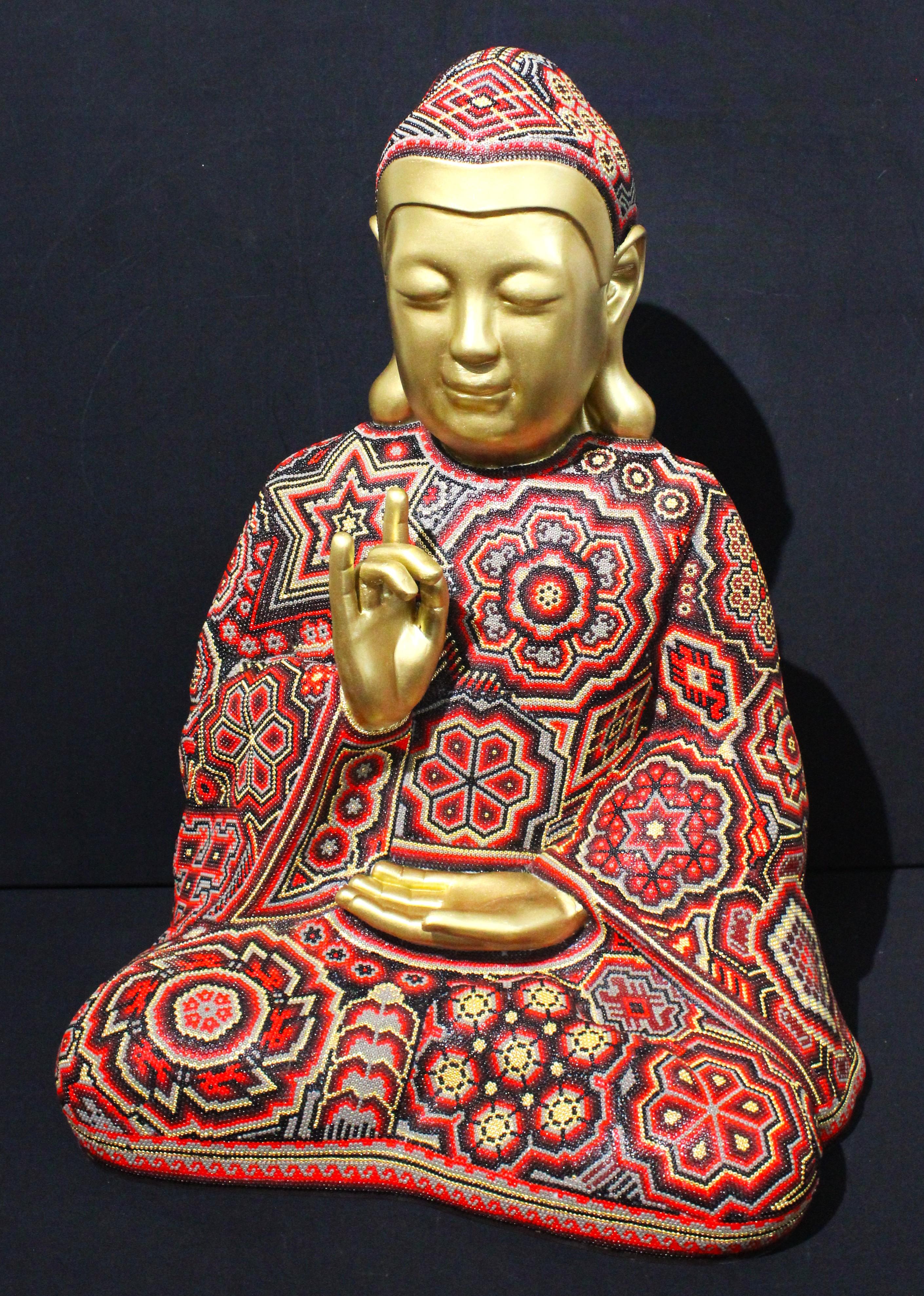 CHROMA aka Rick Wolfryd  Figurative Sculpture - "Buddha Madre" from Huichol ALTERATIONS Series