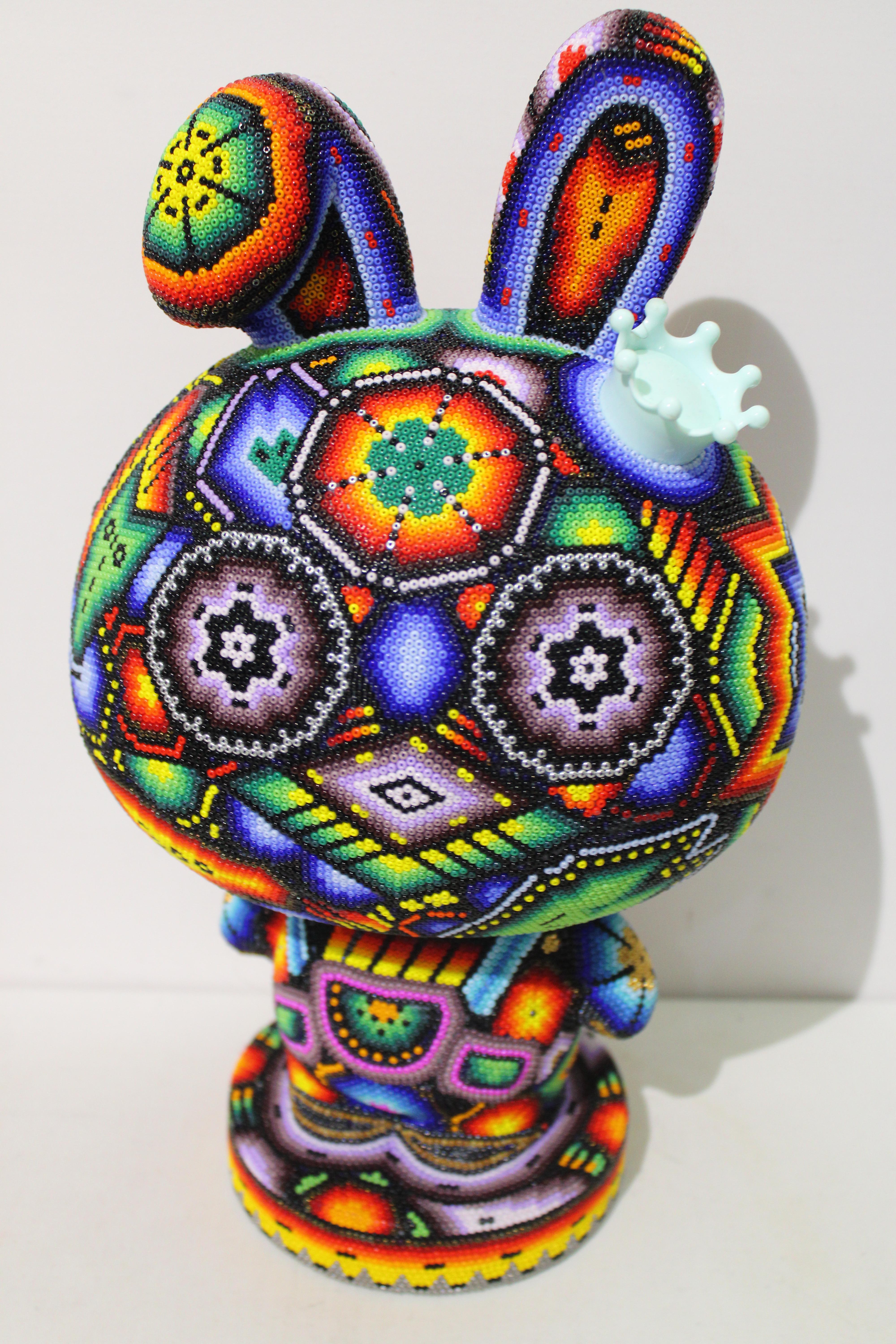 CHROMA aka Rick Wolfryd  Abstract Sculpture - "Care Bear"  from Huichol ALTERATIONS Series