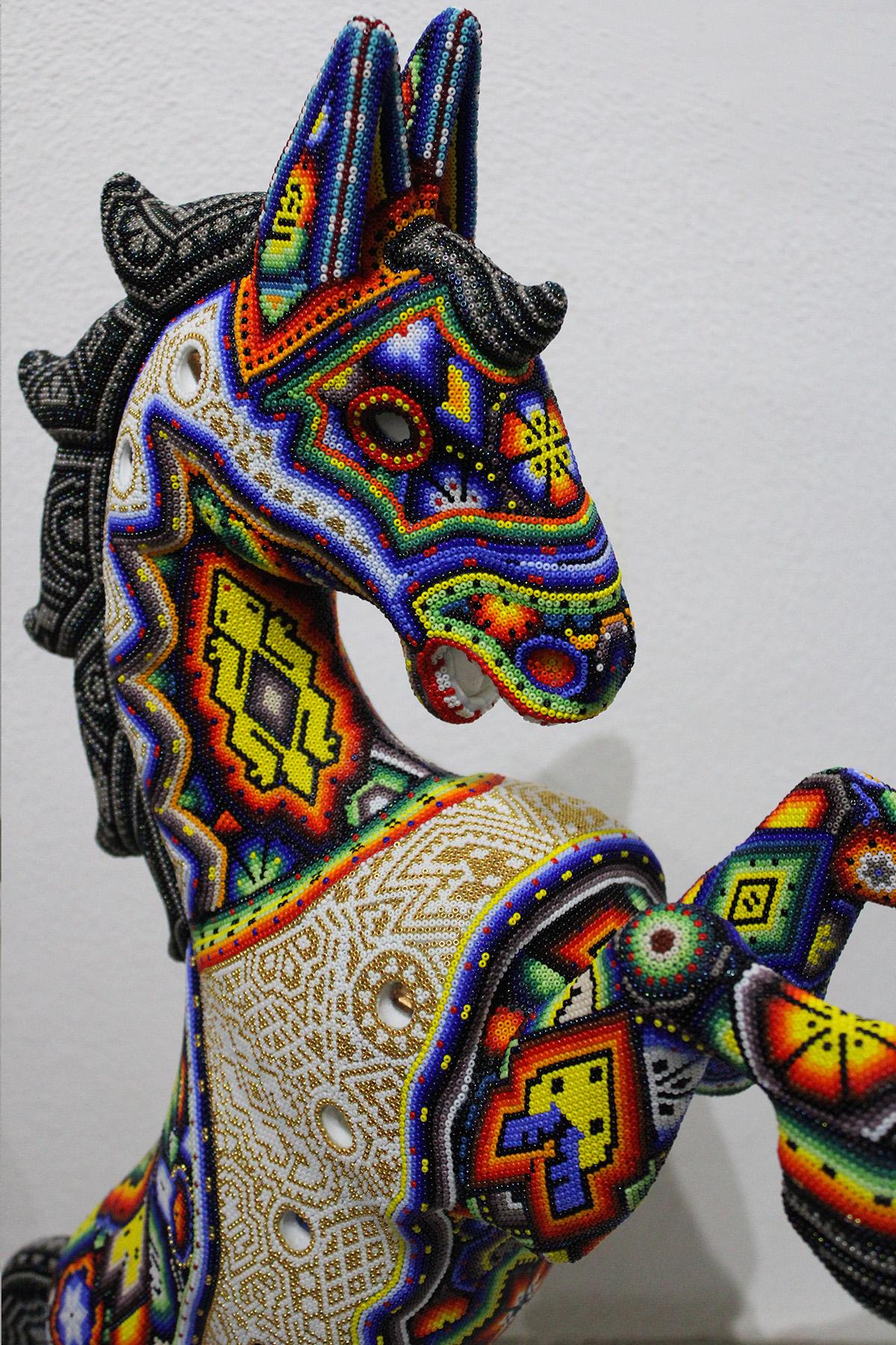 CHROMA aka Rick Wolfryd  Figurative Sculpture - "Carousel" from Huichol Alteration Series 
