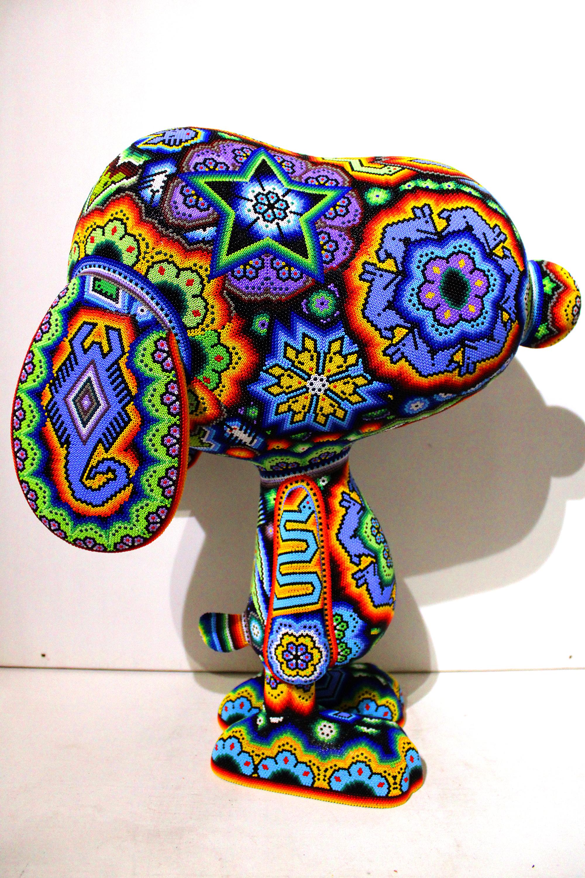 SNOOP DOG 
by CHROMA (Richard Bruce Wolfryd) STARRY EYED 2

Snoop Dog reimagines one of popular culture's most beloved characters through the visual language of contemporary Huichol beadwork. Thousands of individually applied glass beads transform