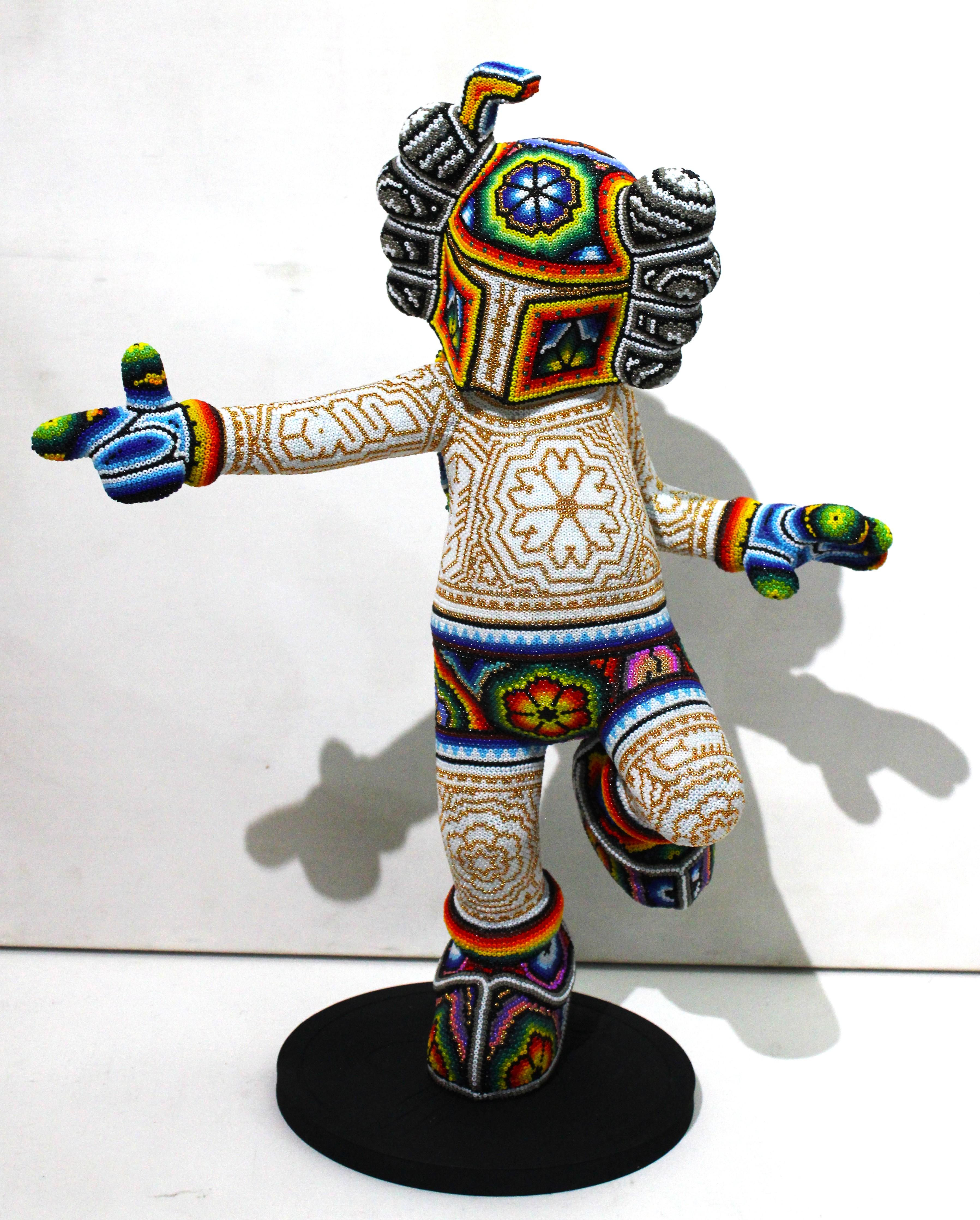 Chroma "BOBA FETT" Sculpture, Huichol Mixed Media, Signée 2025