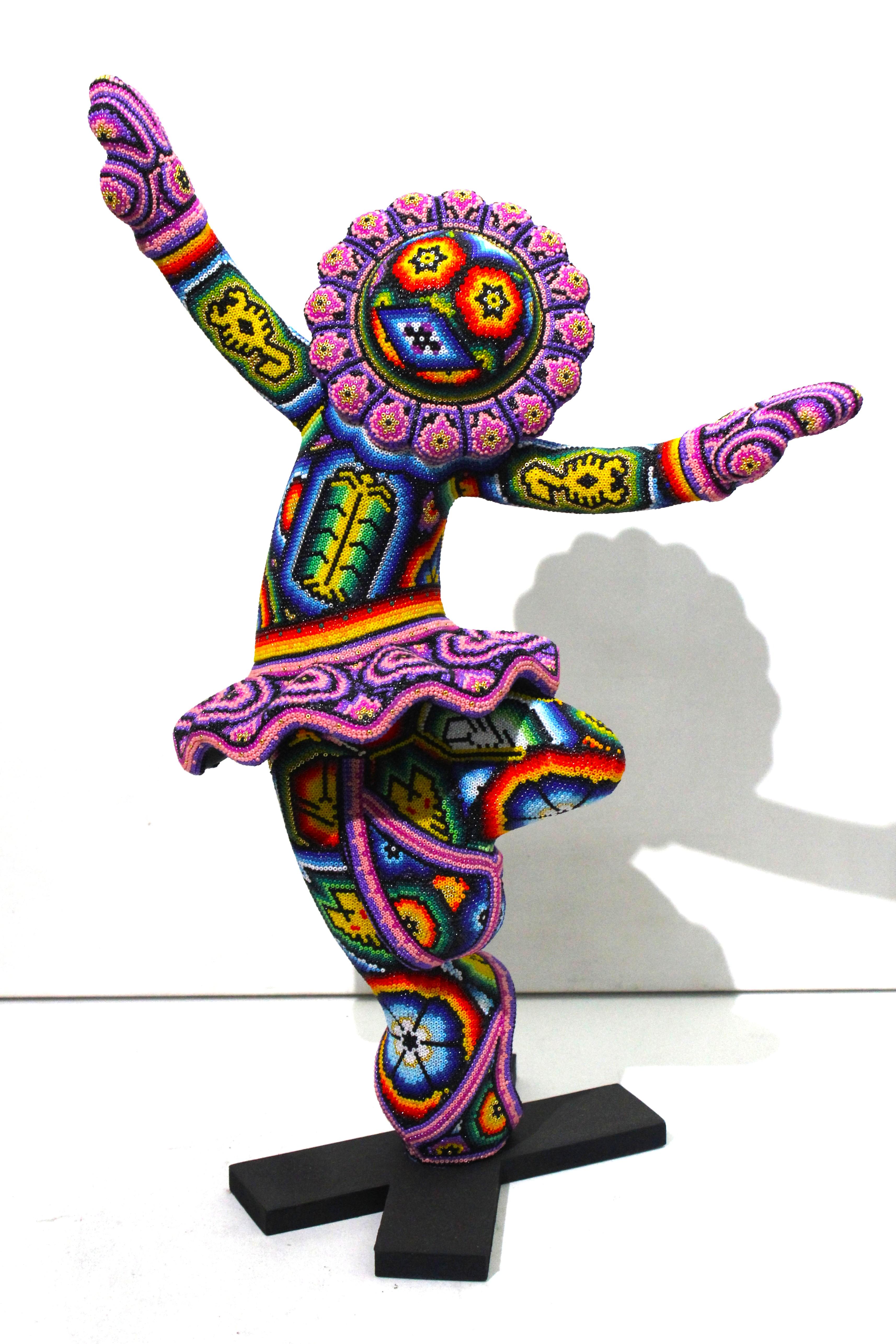 CHROMA aka Rick Wolfryd  Figurative Sculpture - CHROMA "CELEBRATION" From HUICHOL ALTERATION SERIES