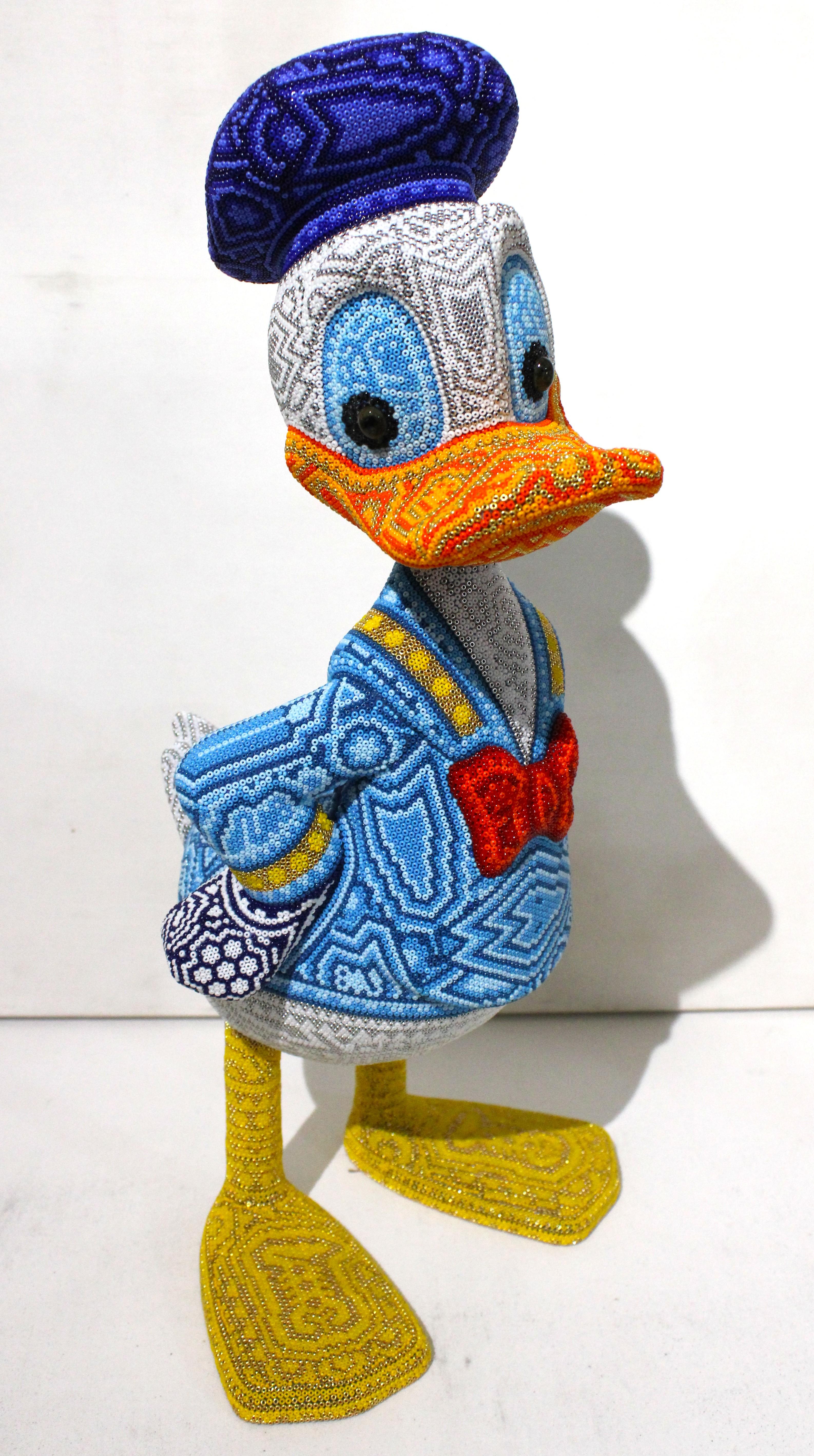 CHROMA aka Rick Wolfryd  Figurative Sculpture – CHROMA "DONALD DUCK" Skulptur, Pop Art, Glas und Harz, 2010-2025