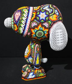 Chroma 
Snoopy
 Huichol Sculpture, Glass Mixed Media, 2025