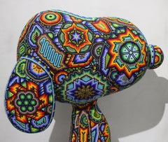 Chroma 'Snoopy' Huichol Sculpture, Glass Mixed Media, 2025