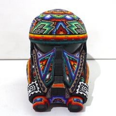 Chroma Stormtrooper Helmet Sculpture, Glass & Mixed Media, Pop Art