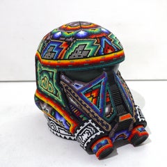 Chroma Stormtrooper Helmet Sculpture, Glass & Mixed Media, Pop Art