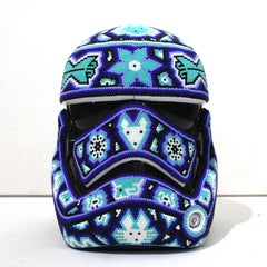 Chroma Stormtrooper Helmet Sculpture, Glass & Mixed Media, Pop Art