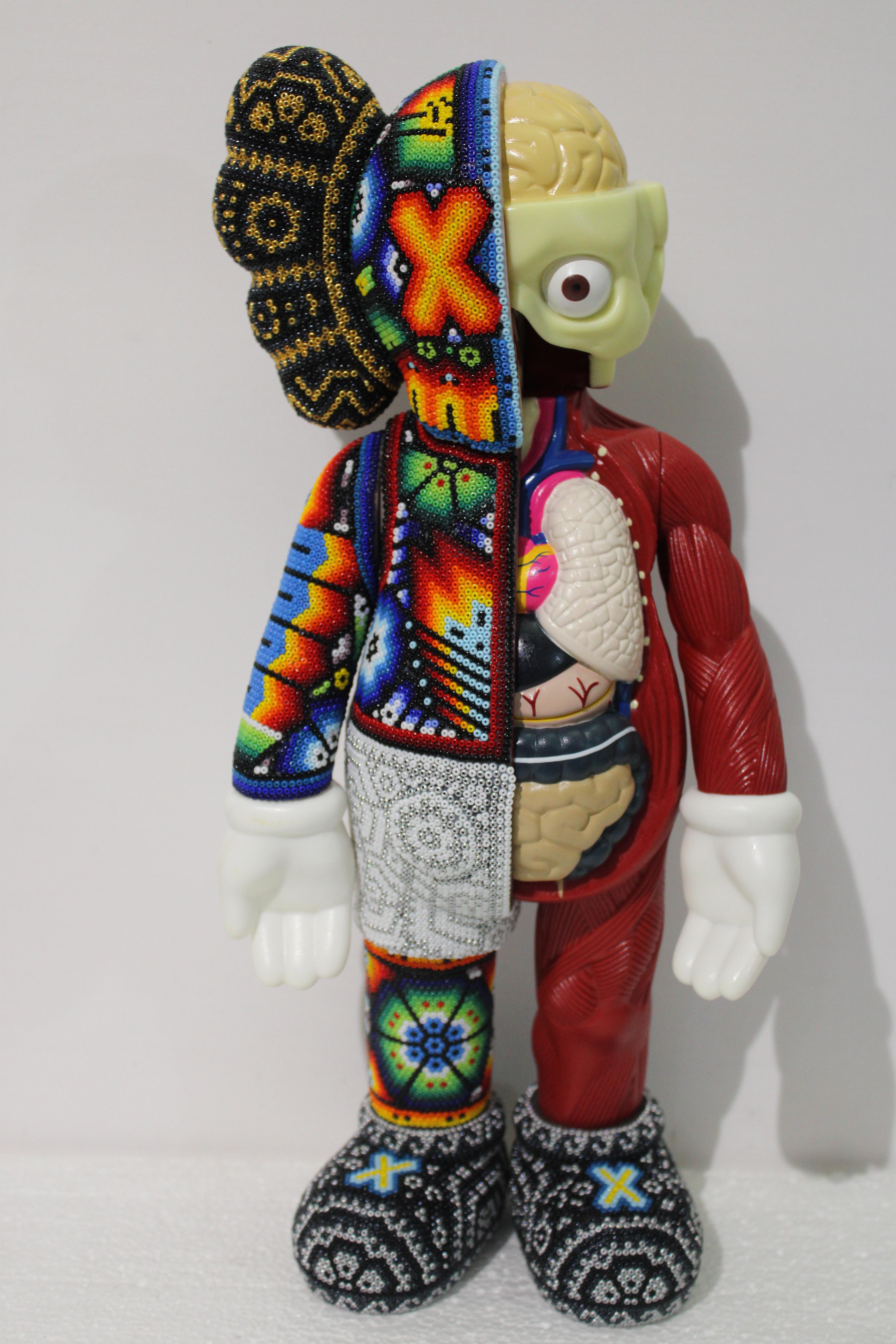 CHROMA aka Rick Wolfryd  Figurative Sculpture - "Dissected Man" from Huichol ALTERATIONS Series 