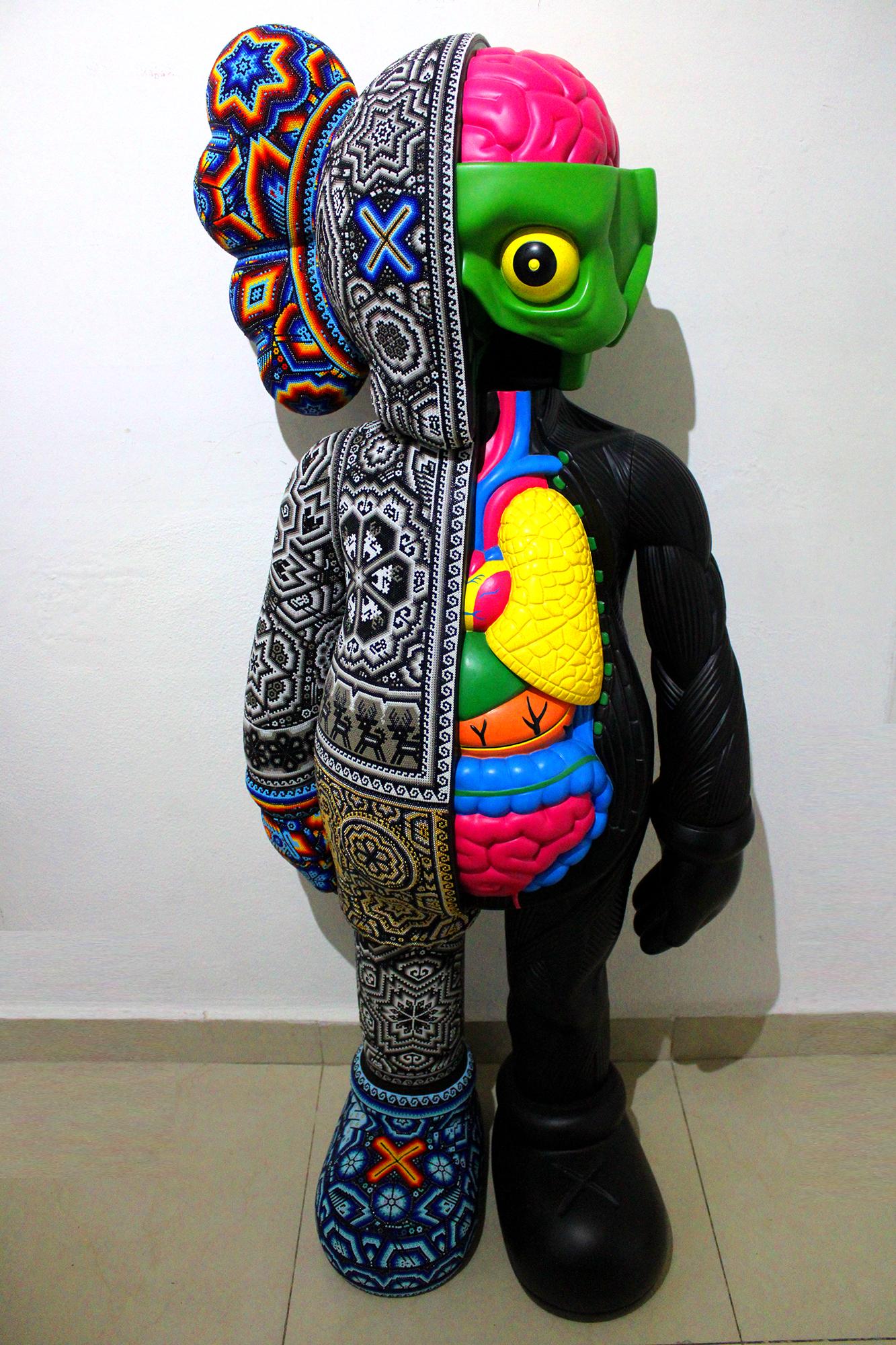 CHROMA aka Rick Wolfryd  Abstract Sculpture - "Dissected Man Grande" from Huichol ALTERATIONS Series 