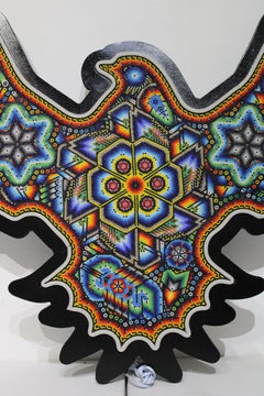 Rick Wolfryd alias K.K.  " UCCELLO DI FUOCO " Scultura da parete con perline