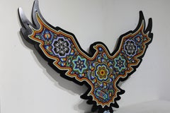Huichol „ FIRE BIRD“ Perlen-Wandskulptur von Rick Wolfryd a.k.a CHROMA
