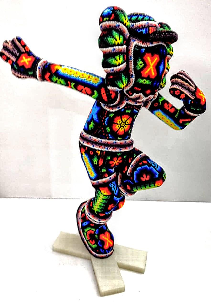 CHROMA aka Rick Wolfryd  Figurative Sculpture - Hip Hop Dancer Mini from Dance Huichol Series