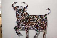 Plaque murale Huichol Bull d'après Keith Haring