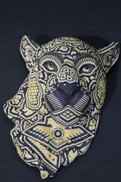 Pantera Mexicana Huichol Escultura Grande de Cuentas