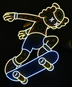 Huichol " SKATER " Beaded Wall Sculpture by Rick Wolfryd a.k.a CHROMA
