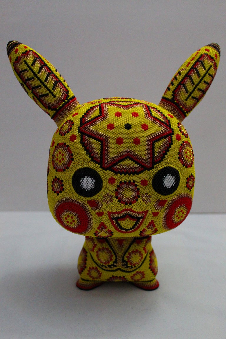 CHROMA aka Rick Wolfryd  Figurative Sculpture - "I'm All Ears" from Huichol ALTERATIONS Series 