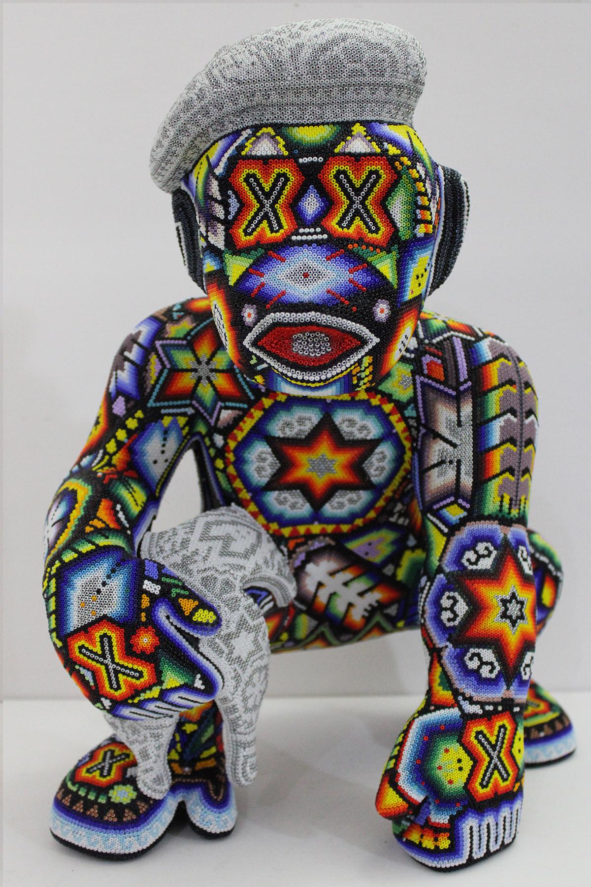CHROMA aka Rick Wolfryd  Figurative Sculpture - "In The Beginning Art" from Huichol Series