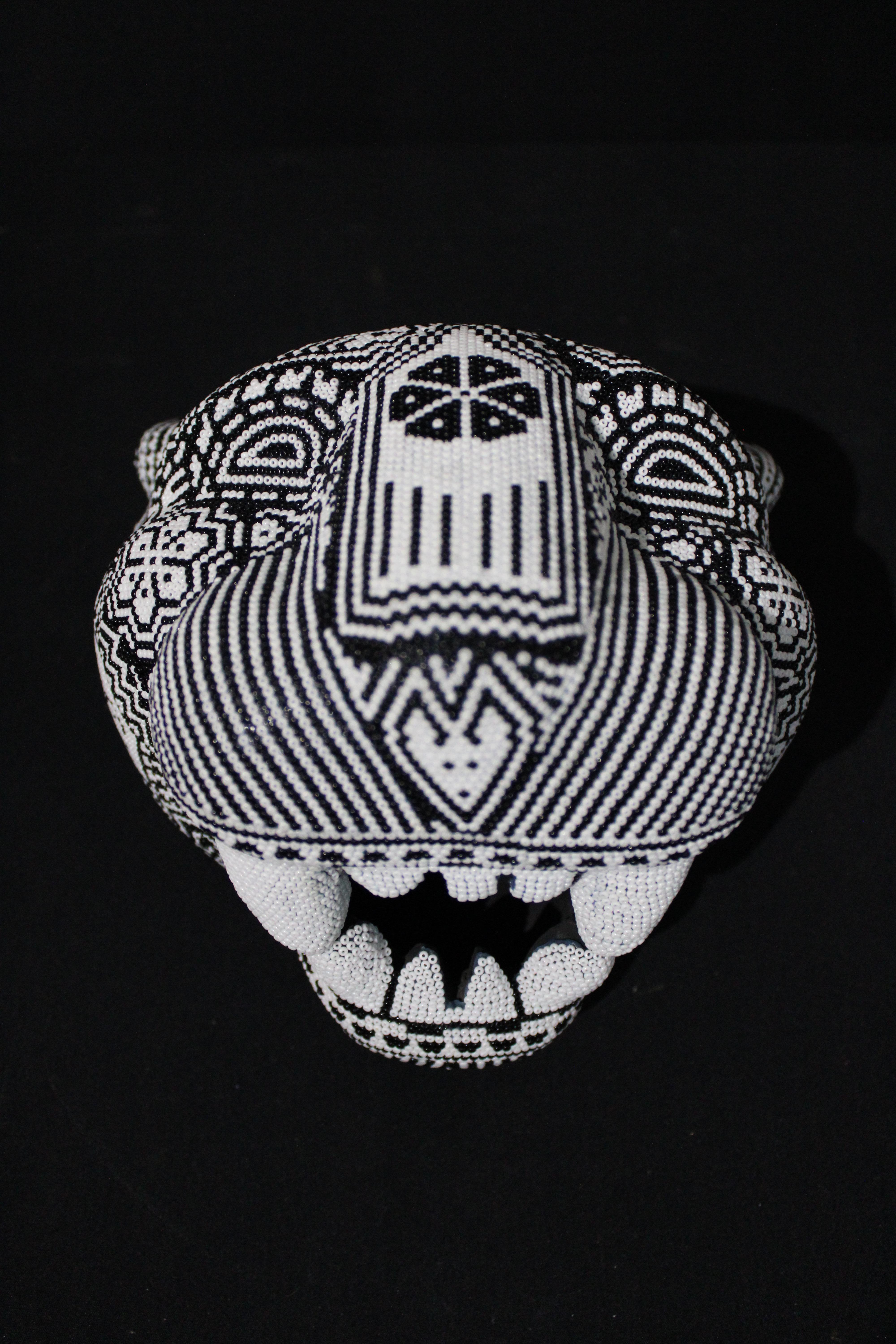Jaguar Head  Original Mexican Beaded Sculpture  2025 For Sale 4