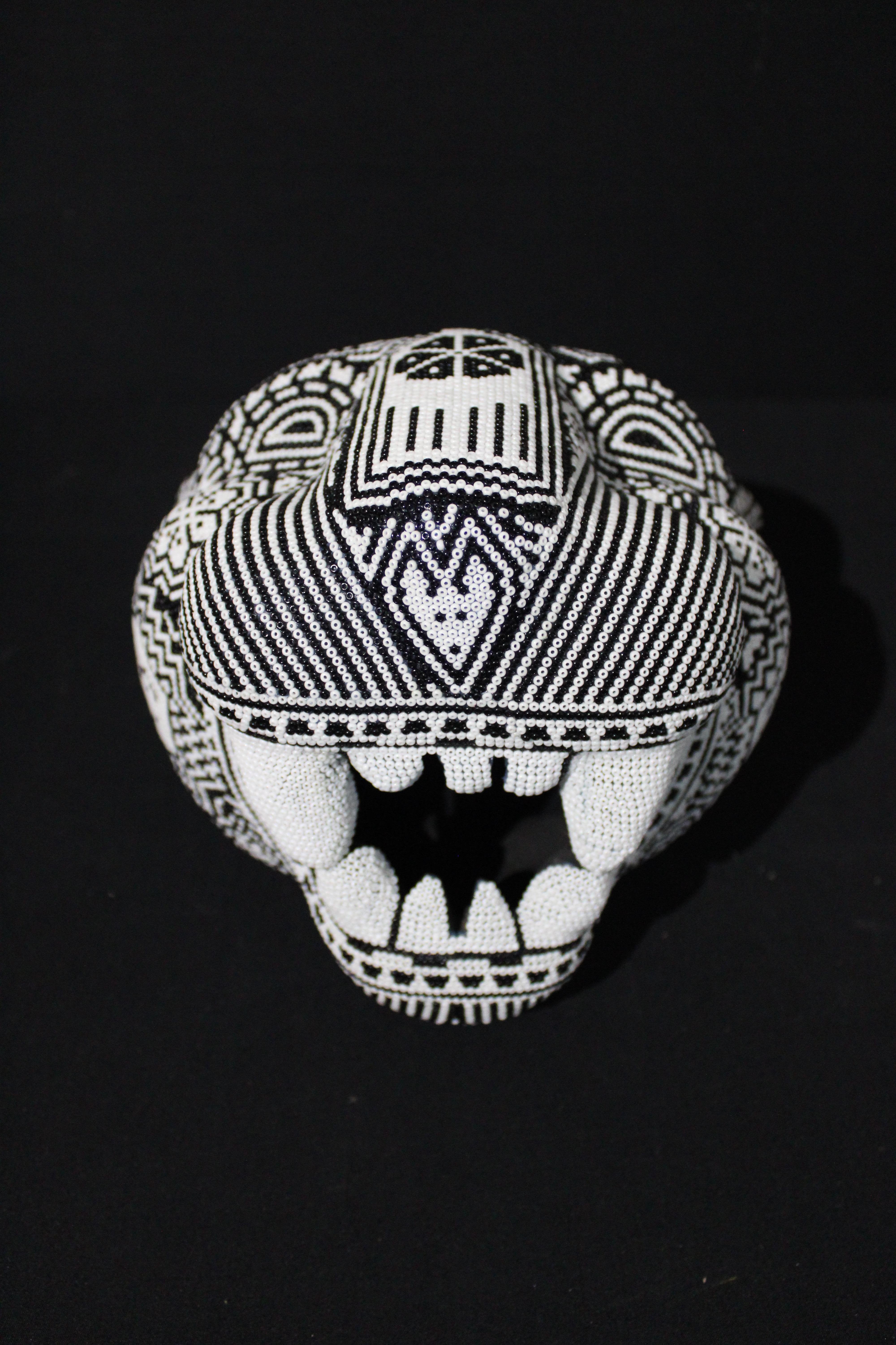 Jaguar Head  Original Mexican Beaded Sculpture  2025 For Sale 5