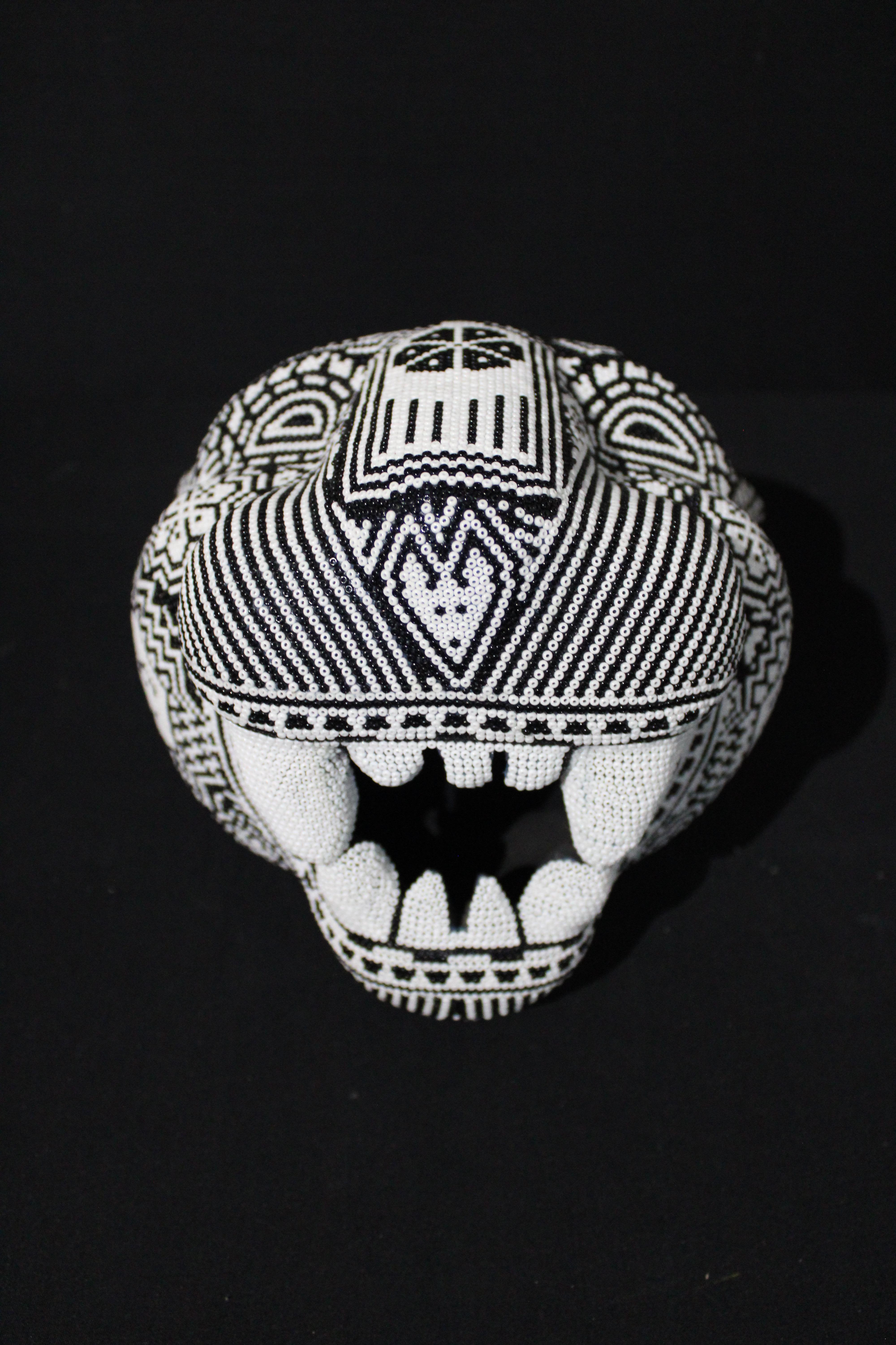 Jaguar Head  Original Mexican Beaded Sculpture  2025 For Sale 6