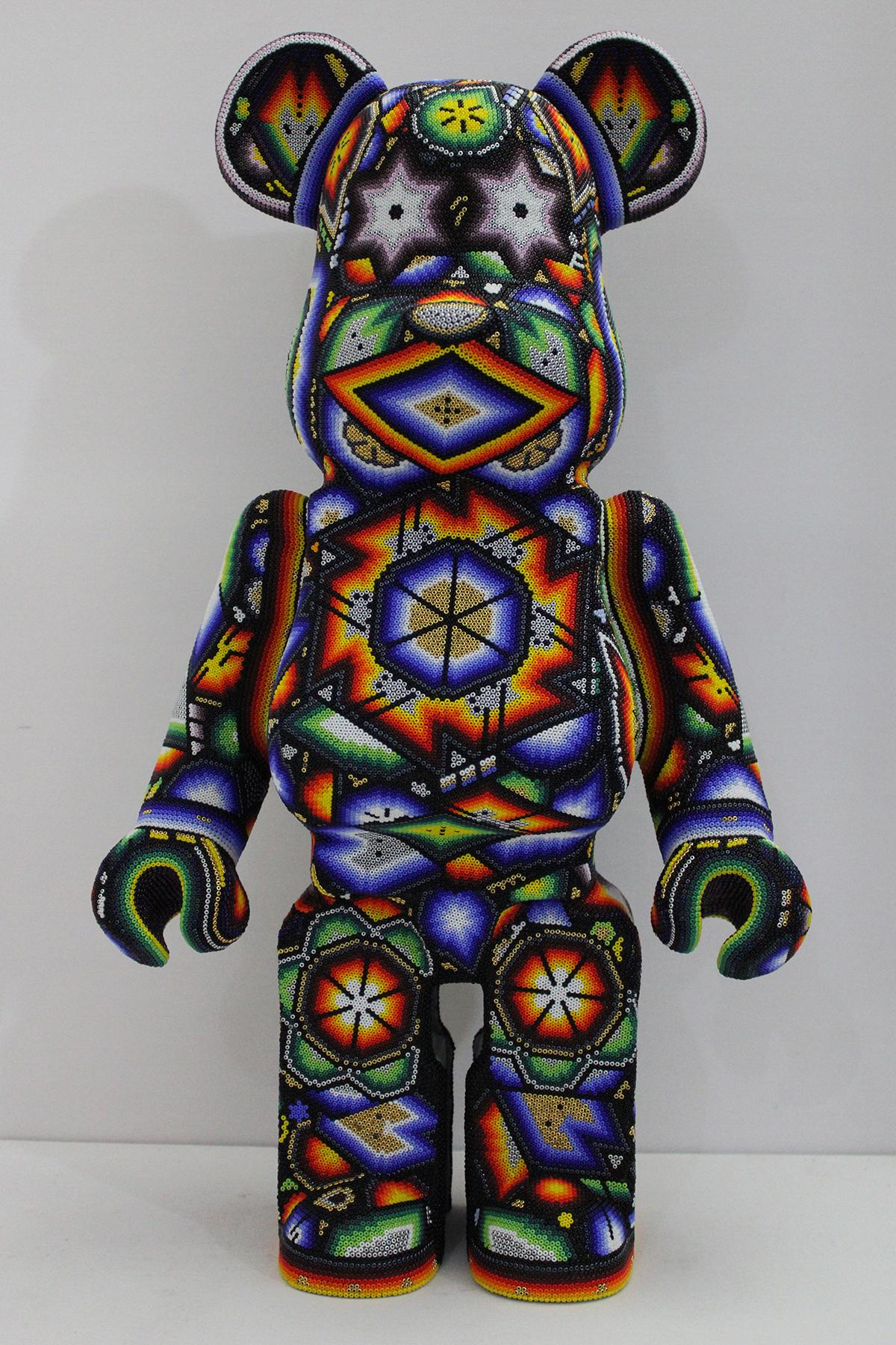 CHROMA aka Rick Wolfryd  Figurative Sculpture - "Large Bear" from Huichol ALTERATIONS Series