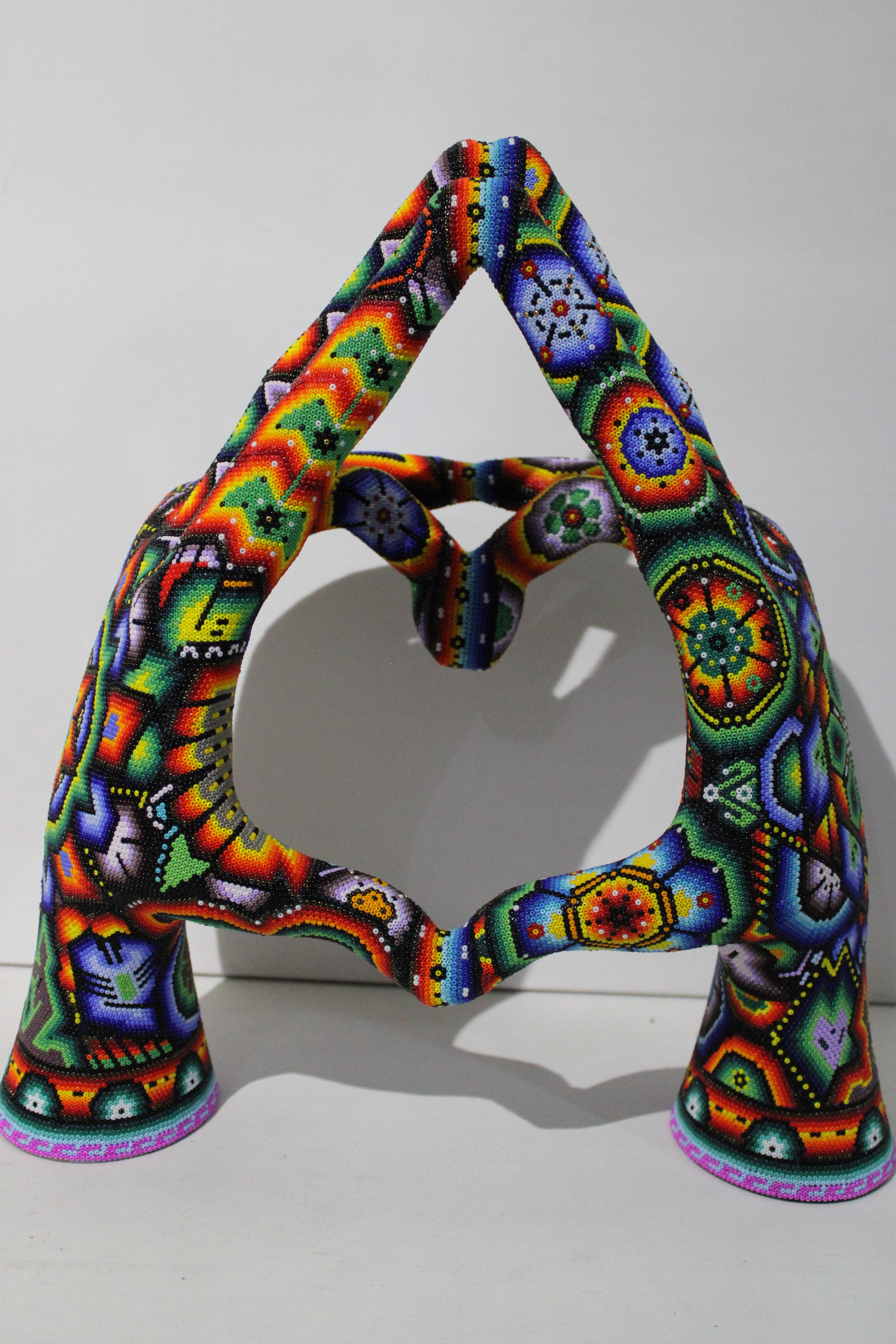 CHROMA aka Rick Wolfryd  Figurative Sculpture - "Love Temple"  from Magic Hands Huichol ALTERATIONS Series 