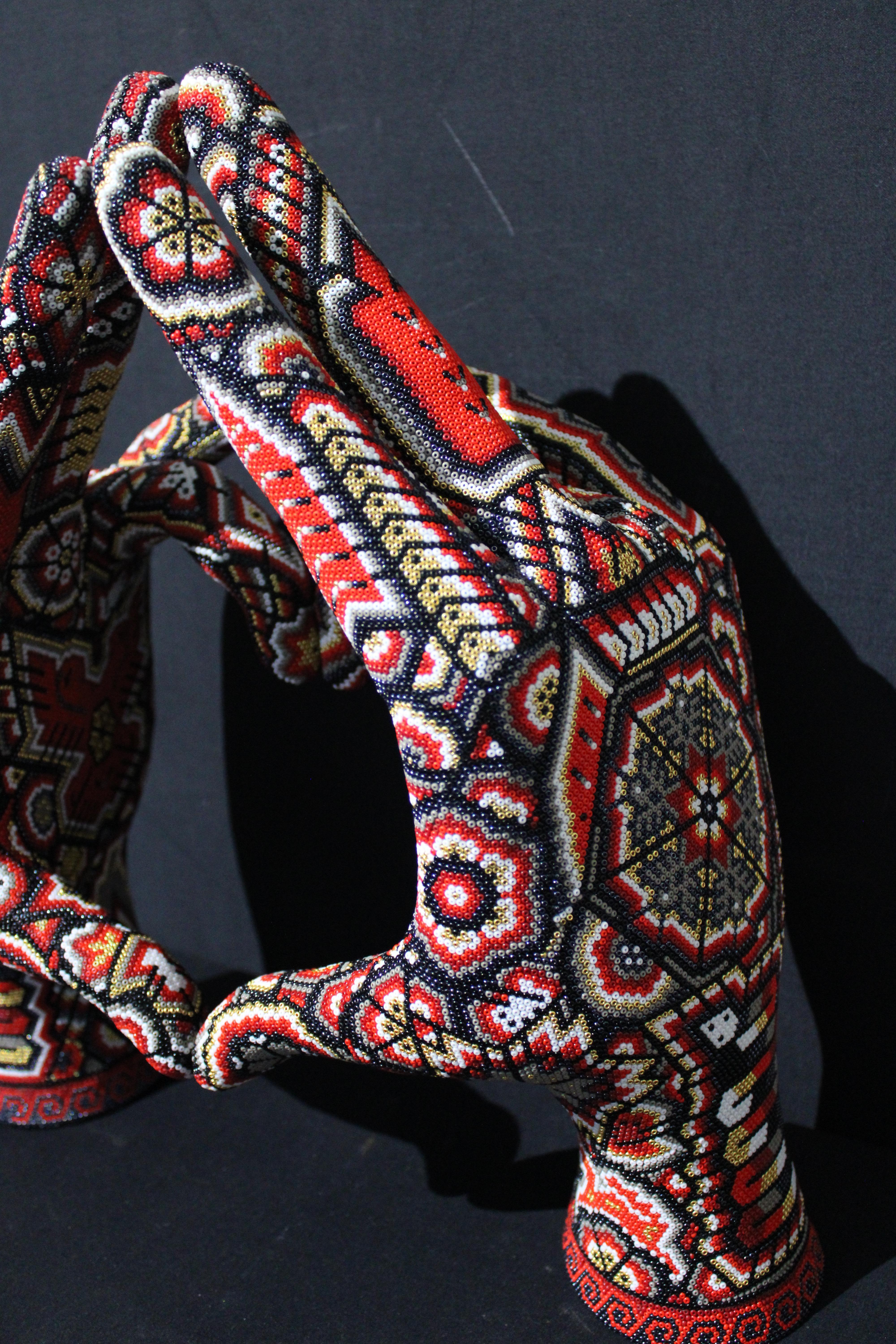 Love Tempo Series  Original Mexican Beaded Sculpture 2025 - Black Figurative Sculpture by CHROMA aka Rick Wolfryd 